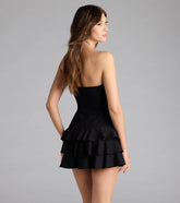 Trendy Attitude Strapless Ruffled Skater Romper